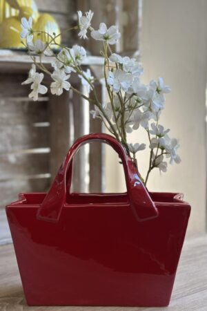 Czerwona ceramiczna torebka niska