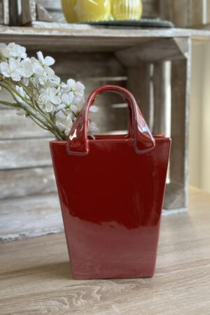 Czerwona ceramiczna torebka wysoka